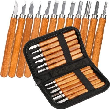 Ensemble de couteaux à sculpter le bois, ciseaux à main, outils pour débutants/sculpture sur bois à faire soi-même (1/5)