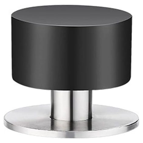 Lot de 2 butoirs de porte noirs adhésifs en acier inoxydable pour montage au sol - Protection murale anti-perforation (40 mm)