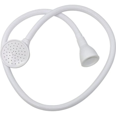 Lavabo blanc avec robinet unique, pommeau de douche et flexible de douche - idéal pour laver les cheveux et les poils d'animaux - Mitigeur à pression (1/4)