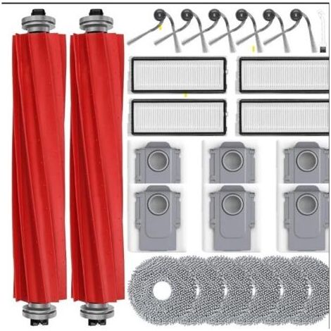 26 Ersatzteile für den Roborock QV 35A / QV 35S / QR 798 / QR 598 Saugroboter: 6 Staubbeutel, 6 Wischmopps, 6 Seitenbürsten, 4 HEPA-Filter und 2 Hauptbürsten. (1/5)