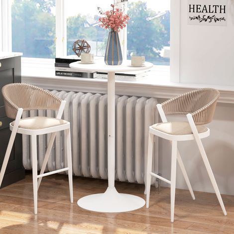 Mesa alta de bar, mesa alta, mesa para 2 personas, 60 x 60 x 102 cm, blanca