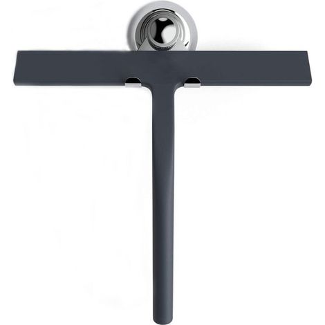 Duschabzieher-Set mit Halterung – Schwarz, breit – kein Bohren erforderlich, Silikon, Edelstahlkern, mit Saugnapfhalterung (1/4)