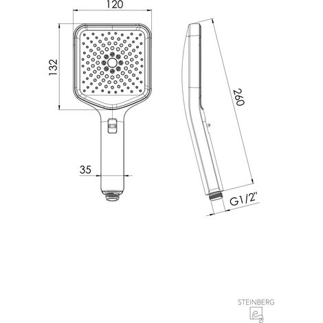 Steinberg Handbrause, 3 Strahlarten, eckiges Design, 0999625S