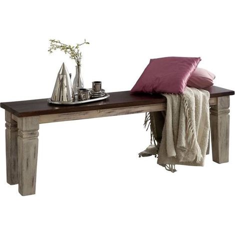 Banc 120x35 Manguier ciré Blanc antique CASTLE-ANTIK 145 (1/3)