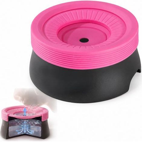 Hunde- und Katzennapf – 600 ml – 17 x 9 cm – Schwarz/Rosa – Spritzwassergeschützt – Luxusnapf mit weicher TPR-Unterlage (1/5)