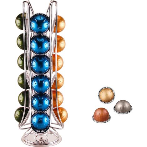 Support Rotatif pour Capsules de Café Vertuo, Compatible 24 Dosettes, Organisateur Pivotant pour Tasses Nespresso, Rangement Tournant pour Cartouches de Café (1/5)
