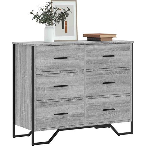 Kommode Grau Sonoma 91x35,5x74,5 cm Holzwerkstoff