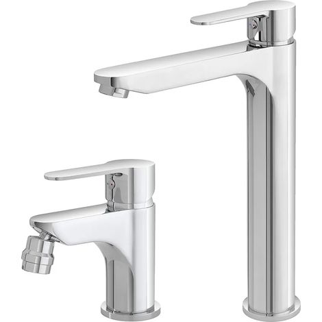 Miscelatore lavabo alto e bidet cromo con scarico click clack Zoe (1/5)