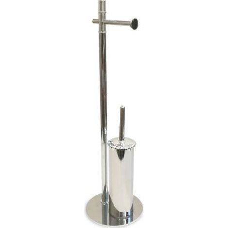 Piantana bagno con porta rotolo curvo e scopino