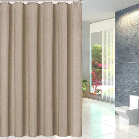 Rideau de Douche, Anti Moisissure, Imperméable Rideau de Baignoire en Polyester avec Crochets, Rideau Salle de Bain pour Baignoire Cabine de Douche Kaki 100 x 200 cm (1/2)