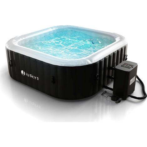 Jacuzzi gonfiabile per 4-6 persone Nero Bianco con illuminazione a LED Jacuzzi da esterno resistente alle intemperie per giardino e terrazza (1/2)