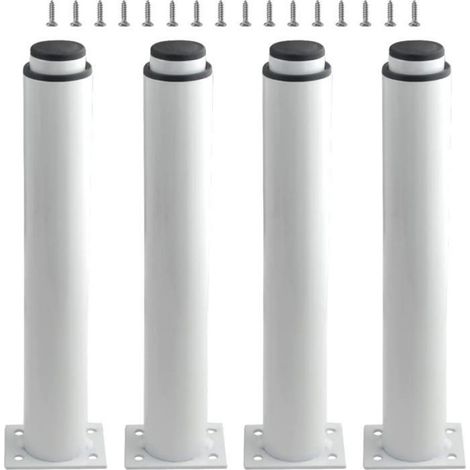Lot de 4 pieds de meuble réglables en métal-Pieds d’armoire-Pieds de cadre central en métal(250 mm/10’’-420 mm/16,5’’, Blanc) (1/4)