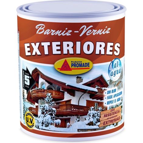 Barniz madera exteriores al agua bril 750 ml aeba104 promade