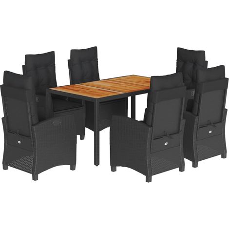 Maison Exclusive - 7-tlg. Garten-Essgruppe mit Kissen Schwarz Pol