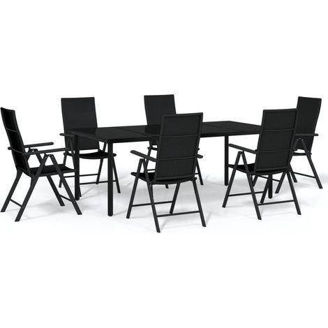 Conjunto de comedor de jardín de 7 piezas para exterior color negro 020014031