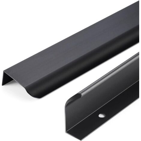 10 Pièces 96mm Poignee Invisible Poignee de Meuble Cuisine Dissimulées Poignées de Porte, Poignée Profil en Alliage d'aluminium, Poignée Intégrée Poignée Meuble Cuisine, Noir