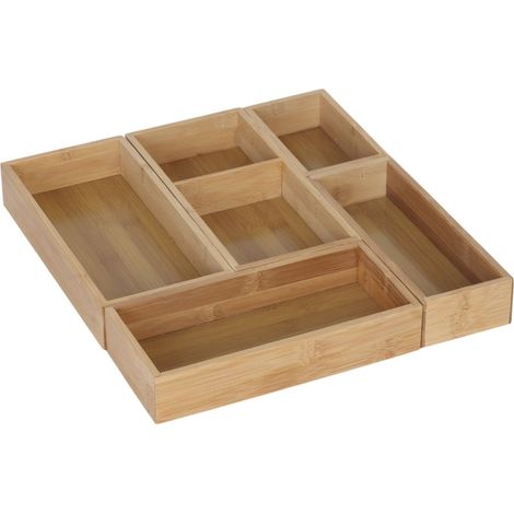 Set di organizer per cassetti in bambù, 5 pezzi - Cucina e ufficio