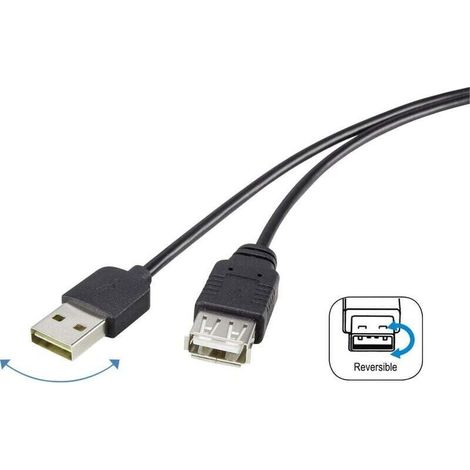 Cavo USB 2.0 reversibile, 1,80 m, nero con connettori placcati in oro – RF-4096113 Y832491