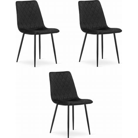 Turin-Sessel – schwarzer Samt x 3 (1/5)