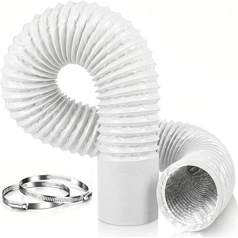 Tuyau De Ventilation 75mm 3m PVC Tuyau Flexible pour Chauffage Diesel Inclut 2 Colliers De Serrager Idéal pour Extracteur d'Air, Climatisation, Sèche-linge, Hotte, Blanc (1/5)