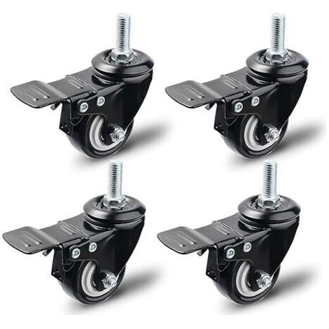Lot de 4 roulettes pivotantes 50 mm avec frein – Charge maximale 200 kg – Pour sols durs et meubles – Rotation 360° non marquante (1/5)