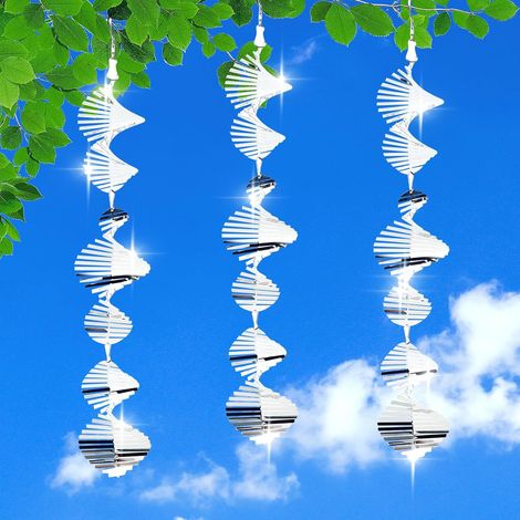 3D effaroucheur Oiseaux, 3 Pièces Carillon à Vent Anti Oiseaux Jardin, 360 Degrés Repulsif Oiseaux reflechissants Rotatif, Éloignez Les Oiseaux de Vos Fenêtres et de Votre Jardin (1/5)