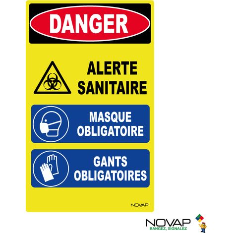 Panneau Danger alerte sanitaire - haute visibilité - 200x330mm - 4090740