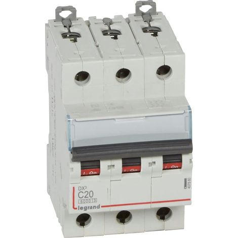 Interrupteur automatique magnétique thermique, 3P, 20 A, courbe C, 10 kA, 3 modules, DX3 (1/5)