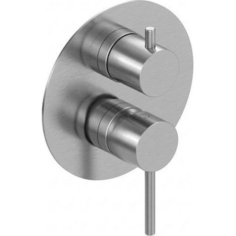 Miscelatore doccia ad incasso con deviatore spazzolato grigio in ottone con leva monocomando slim Alba (1/2)