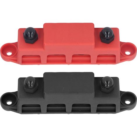 Lot de 2 barres de bus de distribution 48V 250A pour DC, bloc de raccordement 4 positions M10, laiton ABS, rouge noir, auto VR bateau (1/5)