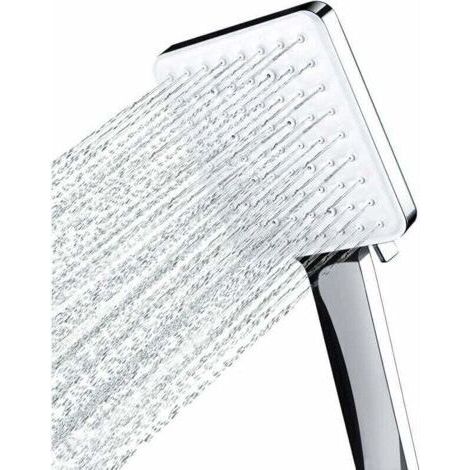 Pommeau de Douche, Grande Pommeau Douche Carrée avec Commande à Une Main, Pommeau de Douche Haute Pression avec 6 Modes de Douche, Chromés (1/4)