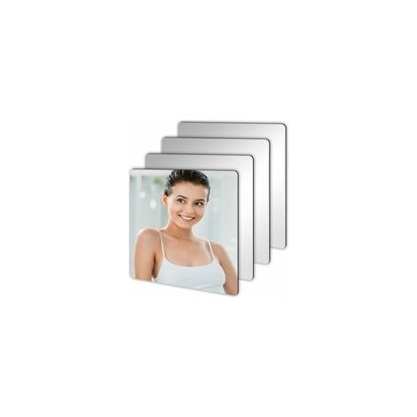 4 Pièces Miroir Mural Autocollant, Autocollant Mural Décorative Auto Adhésifs, Miroir Acrylique Antidéflagrant Carrés Flexible pour Salle de Bain Salon Chambre (1/4)
