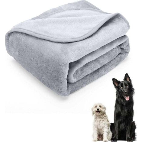 Couverture pour chien lavable en polaire douce pour animaux de compagnie, couverture douce et chaude, grise, 160 x 100 cm (1/3)