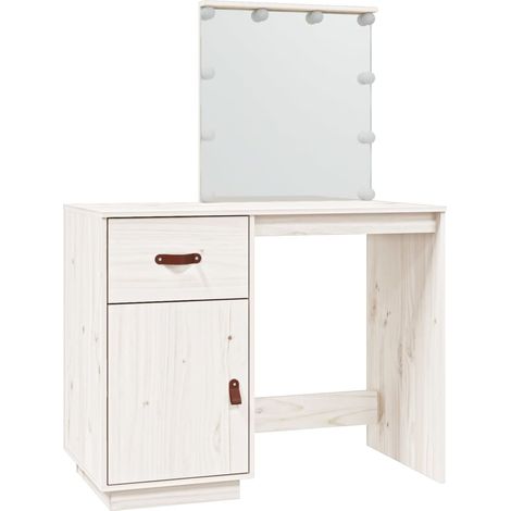 Tocador con luz LED blanca 95 x 50 x 133,5 cm madera maciza de pino 020006221 (1/5)