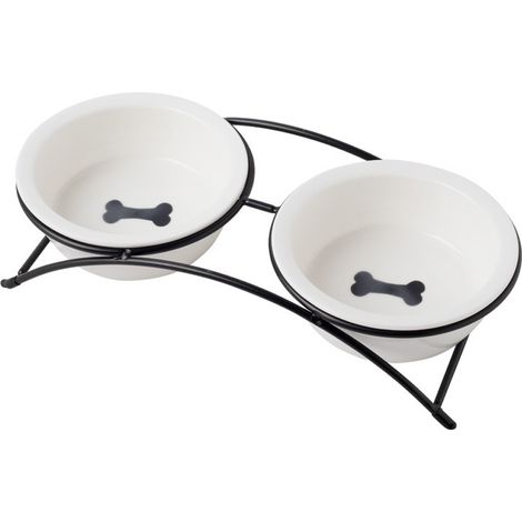Ensemble de gamelles en céramique pour animaux de compagnie - Gamelles pour eau et nourriture pour chats et chiens avec support métallique antidérapant - Lot de gamelles (1/5)