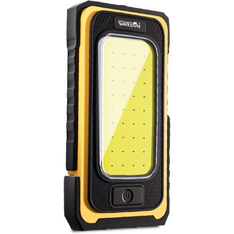 Lampe de Travail d'atelier à LED rechargeable Lampe d'inspection COB Lampe de poche magnétique portable 1500LM pour le camping, la randonnée et les urgences (jaune)