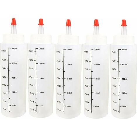 EASYCOMFORT 5pcs 250ml Flacons Compte-Gouttes Bouteilles liquides Fiole Vide en Plastique avec Balance Presser avec Leak-Proof Cap Sauce pour e-liquides, DIY Craf, (1/5)