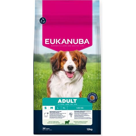 EUKANUBA Croquettes pour chien adulte de petite/moyenne race, agneau et riz, 12 kg (1/3)