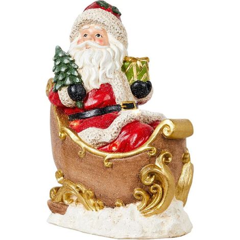Babbo Natale in poliresina con luci a batteria in scatola regalo -Su poltrona (1/4)