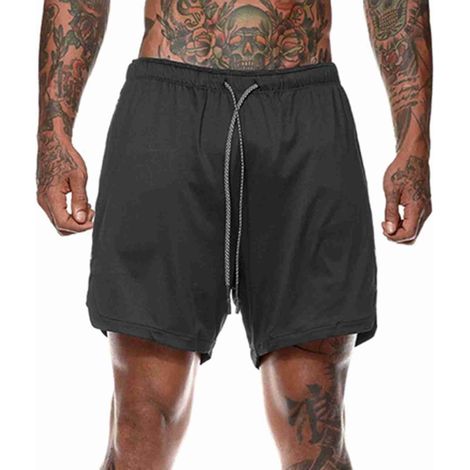 Hommes 2-en-1 entraînement short de course Sport hanche Fitness léger Gym Yoga vêtements d'entraînement cravate ceinture taille pantalons chauds coupe ample Performance (1/5)