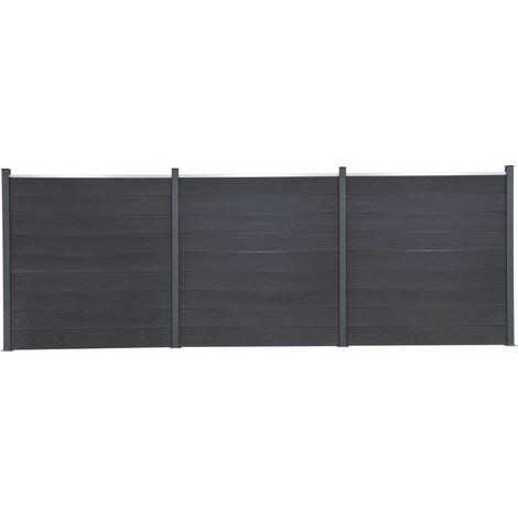 Zaunelement-Set Grau 526x186 cm WPC