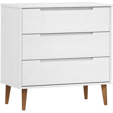 Commode MOLDE Blanc 80x40x80 cm Bois de pin massif (1/5)