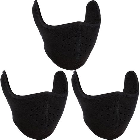 Lot de 3 demi-masques pour temps froid, couvre-visage d'hiver pour hommes et femmes, masque de ski coupe-vent pour cyclisme, ski, randonnée et activités en extérieur (1/5)