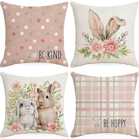 lot De 4 Housse De Coussin, Housse Coussin 45x45cm Housses De Coussin Taie D'oreiller Dcoratif Canap Pour Chambre, Canap, Chaise, Lit,jardin(lapin (1/5)