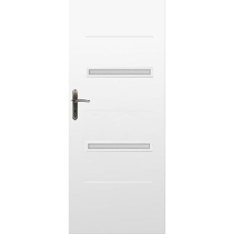 Porte d'intérieur vitrée FIONA blanc en plusieurs dimensions - Poussant: Droit - Largeur porte: 80 cm