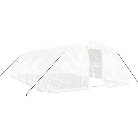 Serre tente abri plante fleur légumes avec cadre en acier 40 m² 8 x 5 x 2,3 m blanc (1/5)