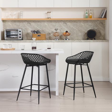 WOLTU 2x Bar Stools Breakfast Counter Chairs Bar Chairs Modern Stools for Kitchen Home Bar, Black