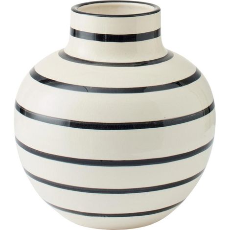 Vase Rayé en Céramique "Sienne" 28cm Blanc & Noir (1/3)