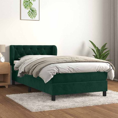 Boxspringbett mit Matratze Dunkelgrün 100x200 cm Samt (1/5)