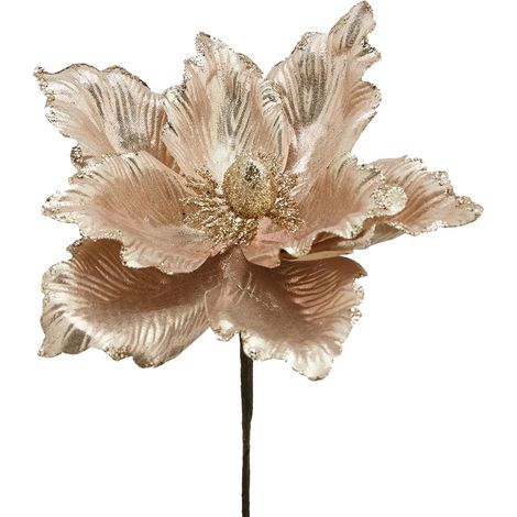 Pianta "Magnolia" decorazione Oro con Glitter natalizia ramo decorativo per arredamento Ø 24 cm
